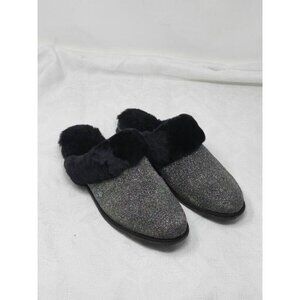 BEARPAW Women's Ladon Slipper Scuff Pewter Glitter Knit Size 10